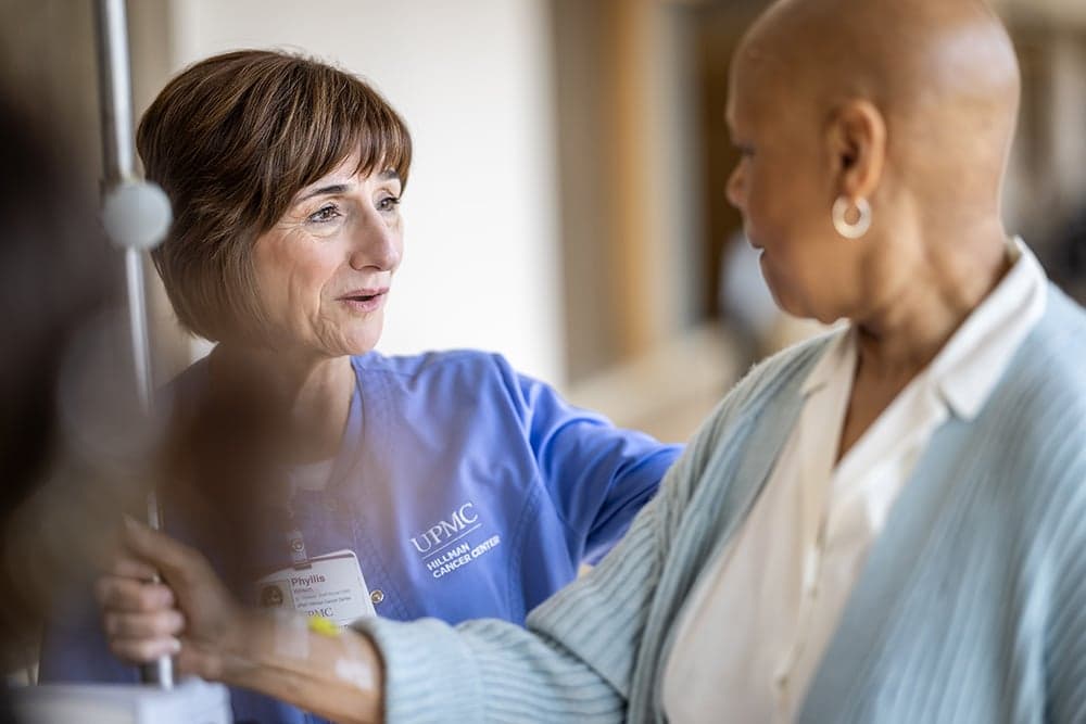 nurse and patient in a Hillman exam room